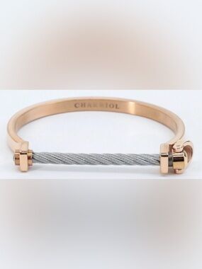 Charriol Stainless Steel Gold Plated & Crystal Ladies Cable Bangle Bracelet
